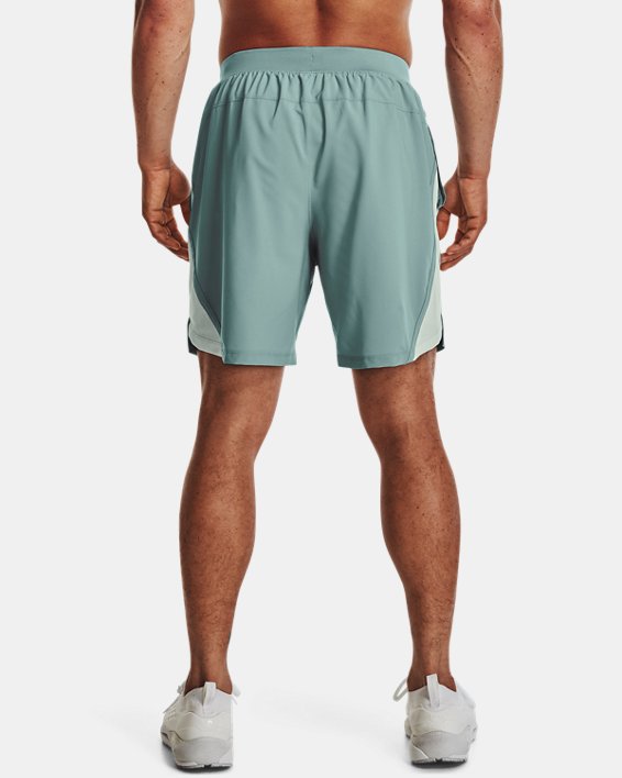 Men's UA Launch SW 7'' Wordmark  Shorts, Green, pdpMainDesktop image number 1